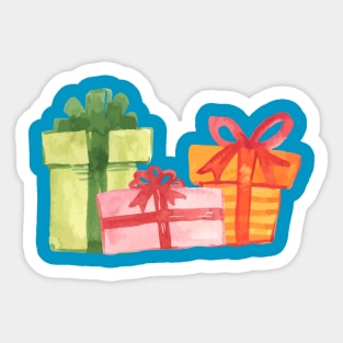 Bright Hand Drawn Watercolor Gift Packages Sticker